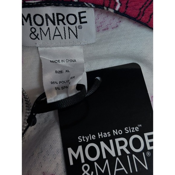 Monroe & Main Career Office Casual Brunch Red Black Blue White Floral Knit Dress - Picture 13 of 15